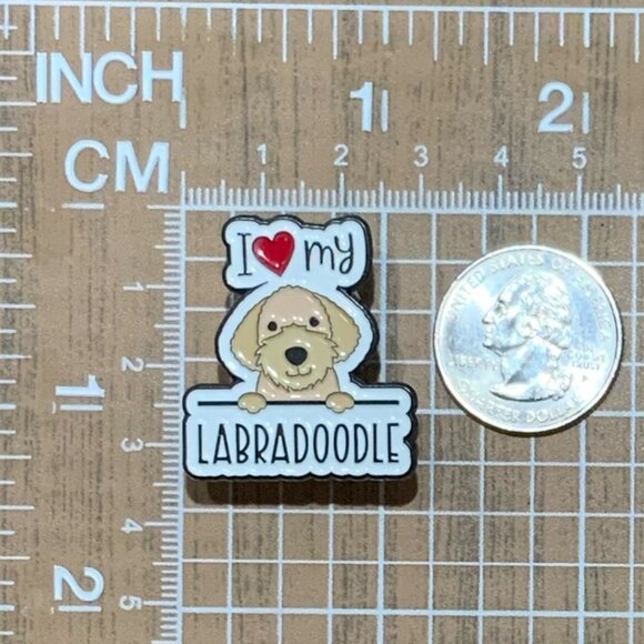 NEW! I Love My Labradoodle Labrador Poodle Pup Enamel Pin Brooch - Picture 2 of 5